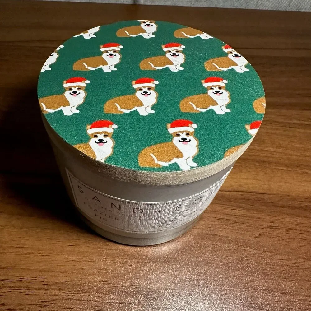 12oz Sand + Paws Christmas Corgi Soy Wax Candle